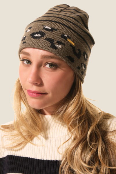 Bonnet jacquard léopard Cuoco