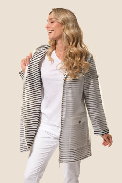 Ciré imperméable Sonia femme transparent avec doublure rayée