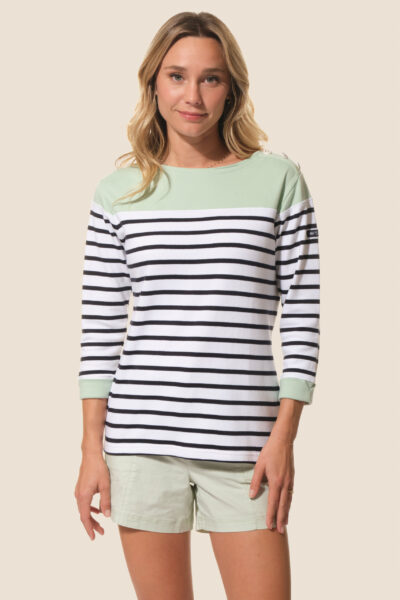 Marinière femme manches 3/4, col bateau Hublot Mode Marine