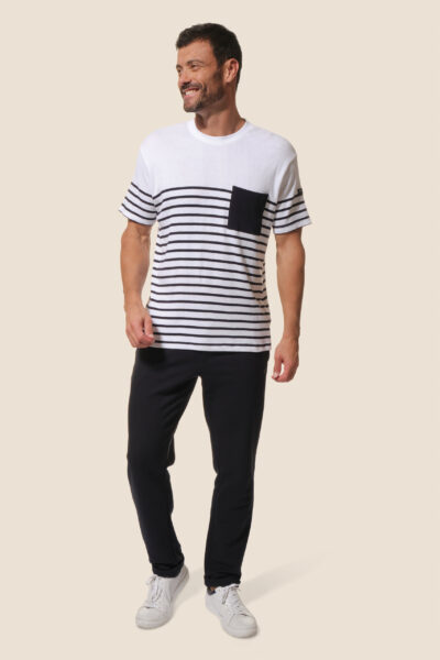 Tee-shirt rayé avec poche contrasté Hublot Mode Marine