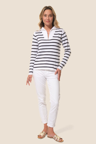Pull femme rayé col camionneur Vanessa Hublot Mode Marine