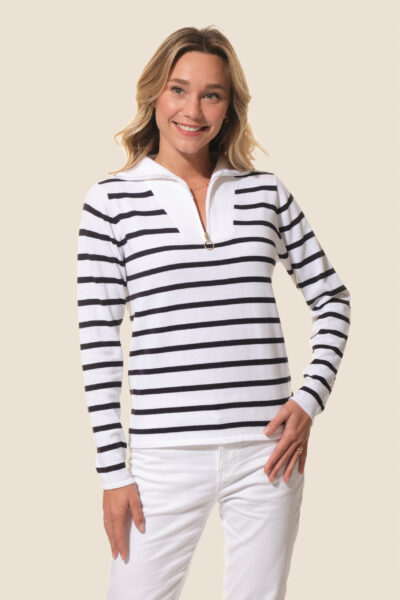 Pull femme rayé col camionneur Vanessa Hublot Mode Marine
