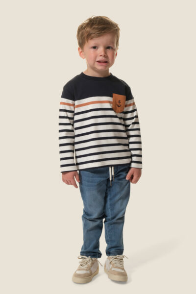 Tee-shirt manches longues garçon poche contrastée Hublot Mode Marine