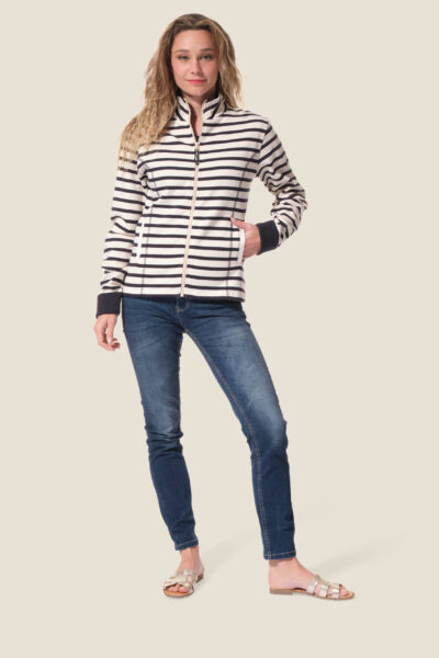 Veste à rayures femme zippée col montant Hublot Mode Marine