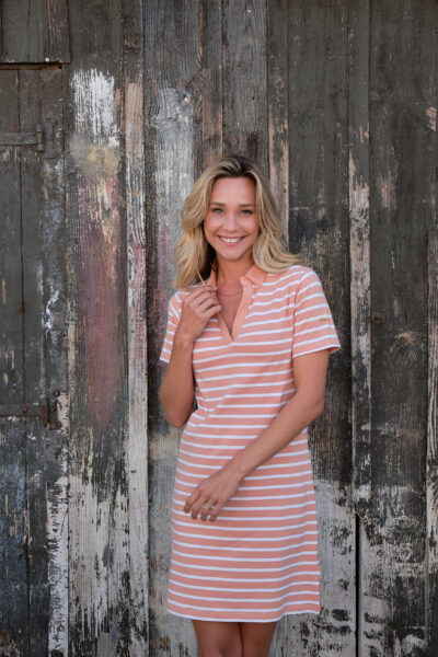 Robe femme rayée manches courtes col polo Hublot Mode Marine