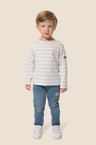 Marinière enfant mixte manches longues, col bateau, Hublot Mode Marine